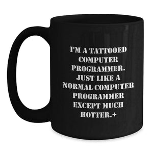 Funny Gifts for Computer Programmer Friends - Black Coffee Mug for Tech Geeks, Unique Graduation Gifts from Men