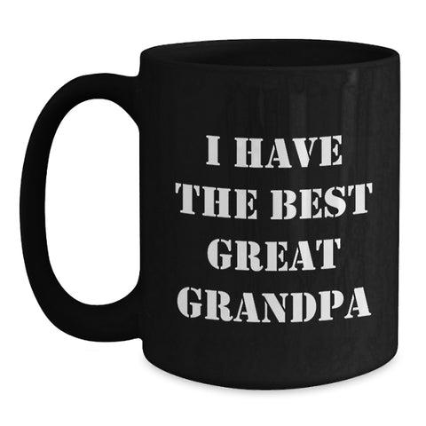 Image of Funny Grandpa Gifts - 'I Have The Best Great Grandpa' Black Coffee Mug, Birthday Unique Present from Men to Grandpa, 11oz or 15oz Ceramic Mug, Microwave and Dishwasher Safe - Main