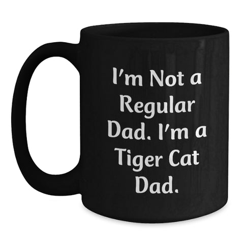 Image of Funny Tiger Cat Dad Black Coffee Mugs Gifts for Him from Family, Christmas Unique Mugs for Tiger Cat Lovers - Main