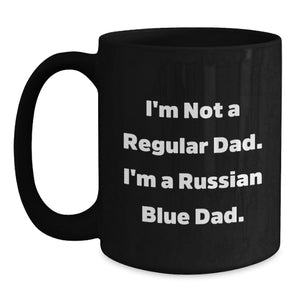 Funny Russian Blue Cat Gifts for Men, Unique Black Coffee Mugs from Dad, Christmas Unique Gifts for Him