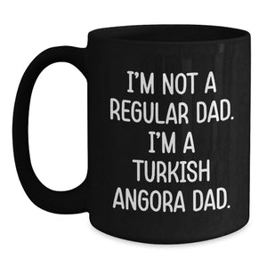 Turkish Angora Cat Dad Funny Gifts for Him Black Coffee Mug, Gifts from Friends to Family, Unique Graduation Mugs