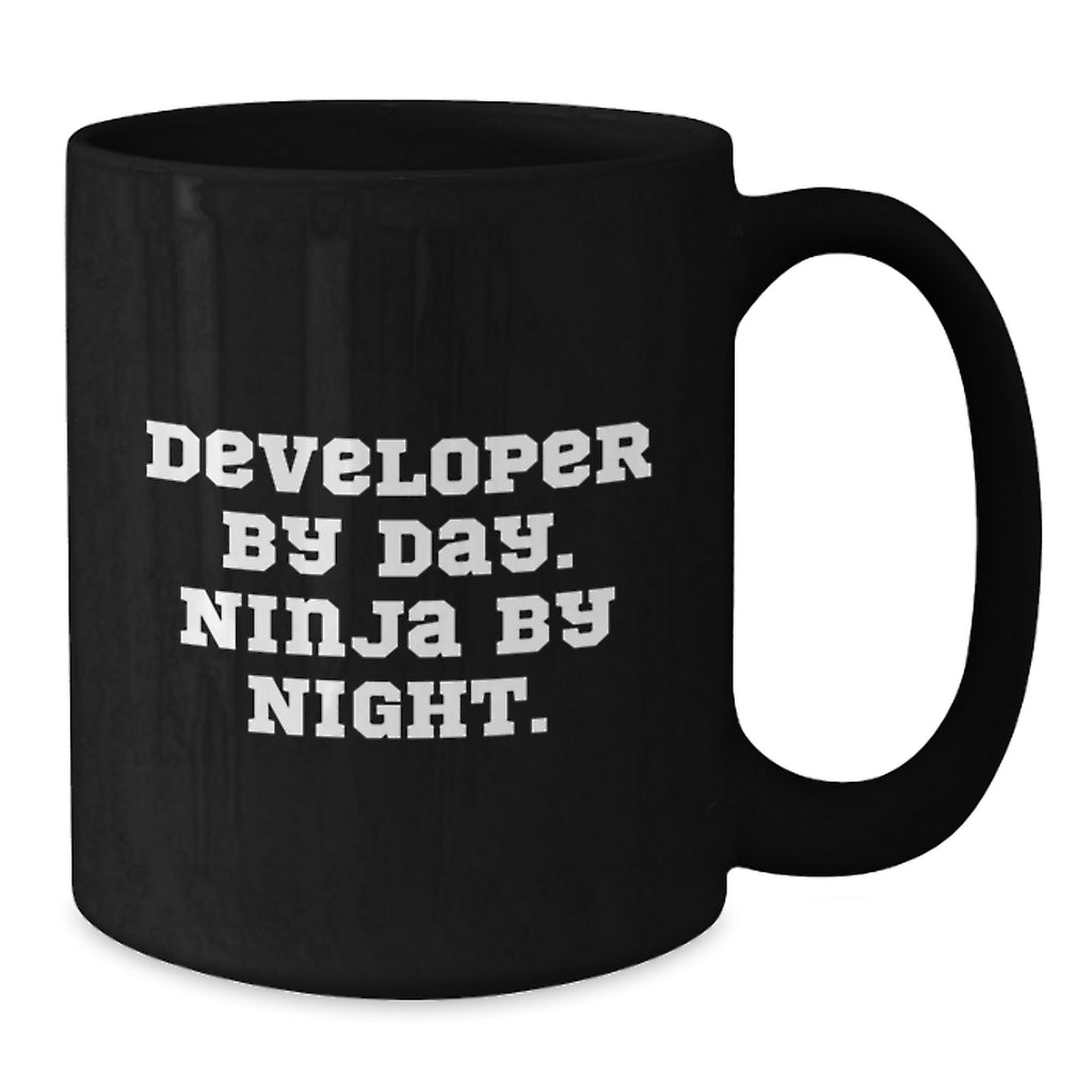 Developer Gifts for Men, Funny Black Coffee Mugs, 'Developer By Day. Ninja By Night.' Quote, Graduation Unique Gifts from Friends - Additional