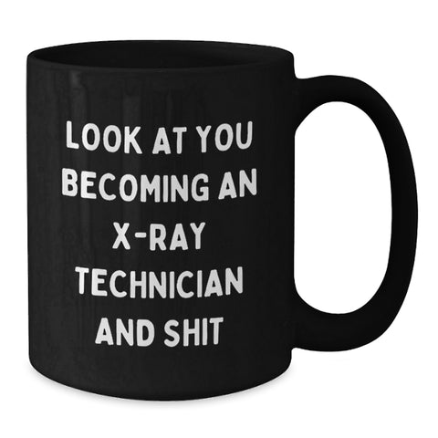 Image of Funny X-Ray Technician Gifts for Him or Her, Become a Pro and Shit, Black Coffee Mug for Graduation - Additional