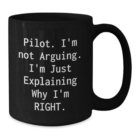 Image of Funny Pilot Gifts for Christmas from Men to Their Friends, Pilot Black Coffee Mug - Additional