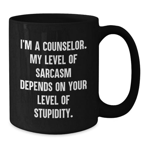 Image of Fun Christmas Unique Gift for Counselor Friends with Sarcastic Humor Black Coffee Mug - Additional