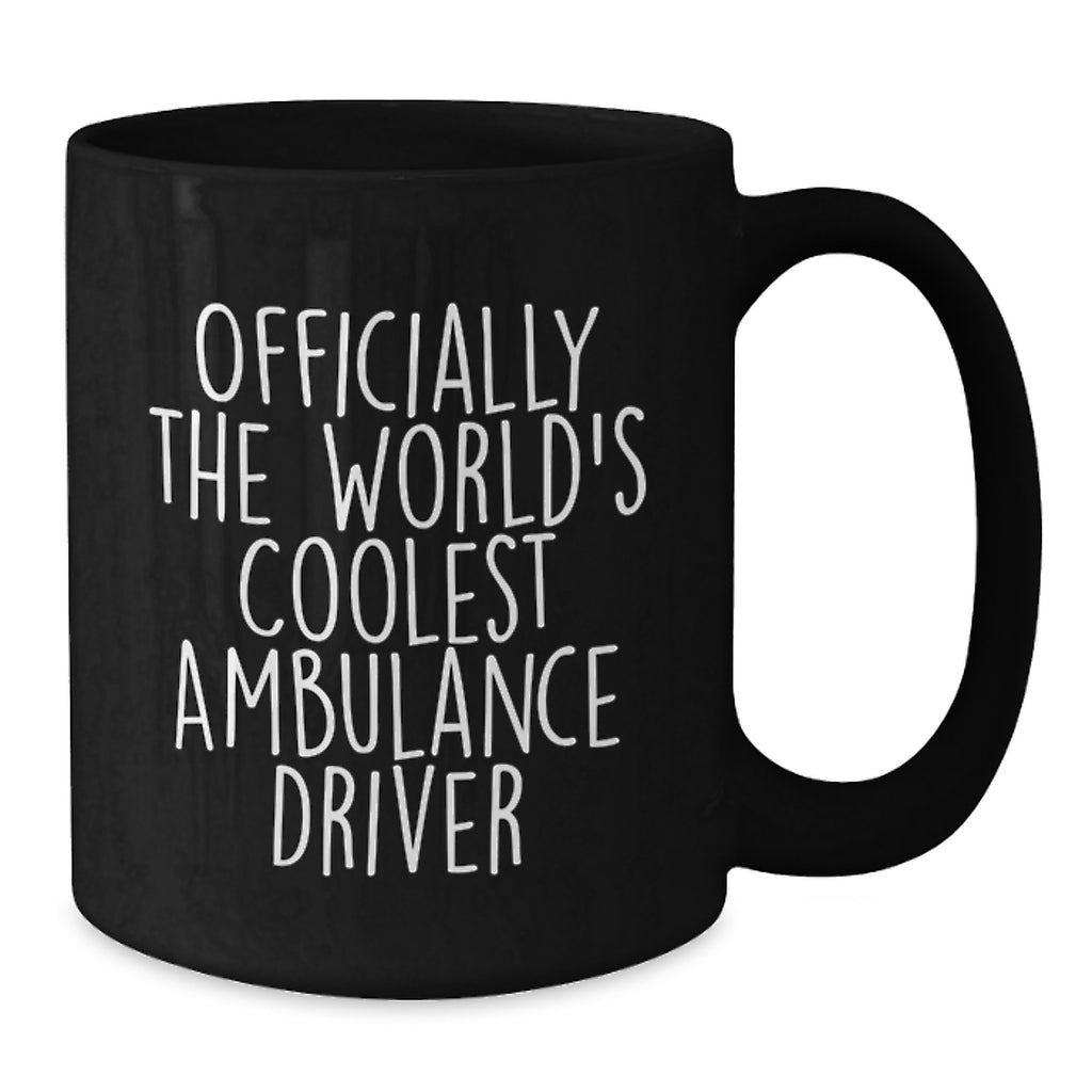 Christmas Unique Gifts for Ambulance Driver Friends, Men, Funny Quote 'Officially The World's Coolest Ambulance Driver', Black Coffee Mug - Additional