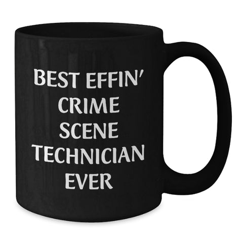 Image of Funny Crime Scene Technician Christmas Unique Gifts for Men from Friends and Coworkers Black Coffee Mug - Best Effin' Crime Scene Technician Ever - Additional