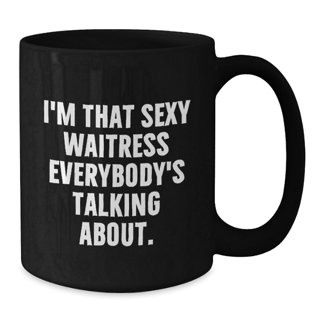 Funny Waitress Gifts for Her, Sexy Waitress Ceramic Black Coffee Mug, Gifts from Men, Women, Friends, Family, to Celebrate Graduation - Additional