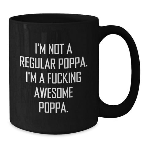 Image of Funny Poppa Gifts for Men, Unique Black Coffee Mug from Mom, Dad, or Grandpa, Inspirational Quote for Graduation - Additional