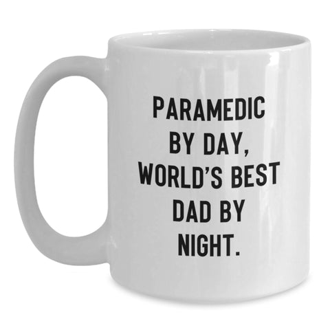 Image of Rescue Worker Gifts from Men, Funny Quote Rescue Worker By Day World's Best Dad, White Coffee Mug for Valentine's Unique Gifts - Main