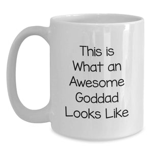 Funny Goddad Gifts from Men for Birthday Unique Coffee Mugs White This Is What An Awesome Goddad Looks Like Ceramic