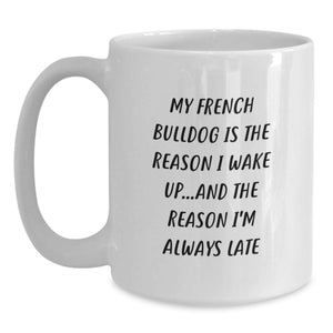 French Bulldog Lovers Gifts from Family Friends Funny White Coffee Mugs, Valentine's Unique Presents for Him Her