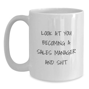 Funny Sales Manager White Coffee Mug Gifts from Friends for Men Becoming Sales Manager This Christmas