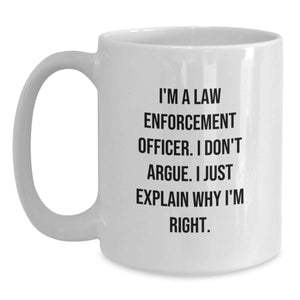 Funny Law Enforcement Officer Gifts for Men Christmas Unique White Coffee Mugs from Family