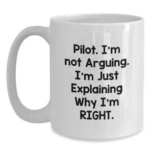 Funny Pilot Gifts from Men, White Coffee Mug Pilot Humor Christmas Unique Gifts for Friends Coworkers
