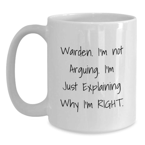 Image of Funny Warden Gifts for Friends, White Coffee Mug, Unique Christmas Unique Gifts from Men, Women, Family - Main