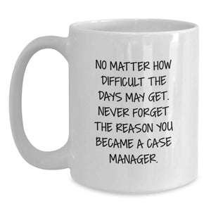 Case Manager Inspirational White Coffee Mug, Funny Quote for Case Manager Gifts, Christmas Unique Gifts from Family to Family