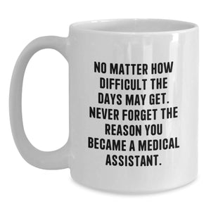 Funny Medical Assistant Gifts White Coffee Mug Never Forget Your Reason White Ceramic 11oz 15oz