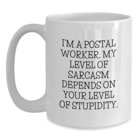 Image of Funny Postal Worker Gifts from Family, Friends, or Coworkers - White Coffee Mug for Christmas Unique Presents - Main