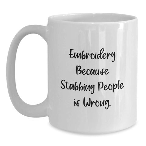 Image of Funny Embroidery Gifts for Graduation - White Coffee Mug Embroidery - Main