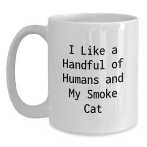 Funny Smoke Cat White Coffee Mug Gifts from Friends to Graduation Unique Unique Gifts