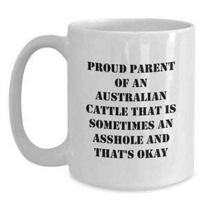 Funny Aussie Cattle Dog Gifts for Men, White Coffee Mug, Christmas Unique Presents from Family