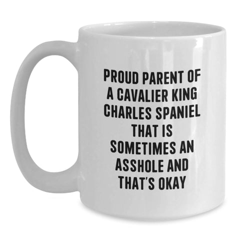 Image of Cavalier King Charles Spaniel Dog Mom Funny Gifts from Friends for Graduation Unique White Coffee Mugs - Main