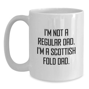 Funny Scottish Fold Cat Dad Gift for Men from Dad - White Coffee Mug, 11oz or 15oz, Ceramic, Microwave, Dishwasher Safe