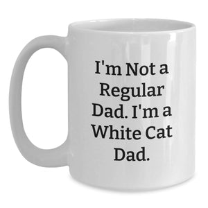Funny White Cat Dad Gifts for Men Friends Family Graduation Unique White Coffee Mugs from Dad Gifts