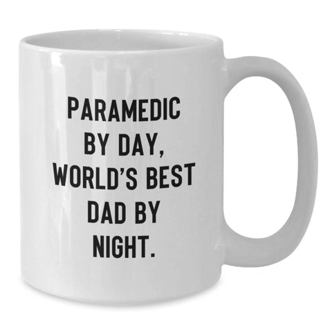 Image of Rescue Worker Gifts from Men, Funny Quote Rescue Worker By Day World's Best Dad, White Coffee Mug for Valentine's Unique Gifts - Additional