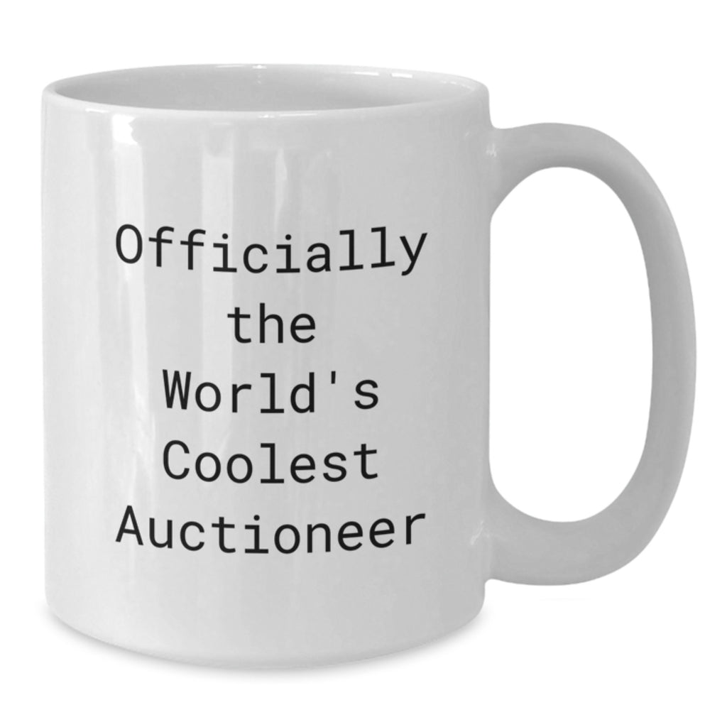 Funny Auctioneer Gifts from Friends for Men, Officially The World's Coolest Auctioneer White Coffee Mug - Additional