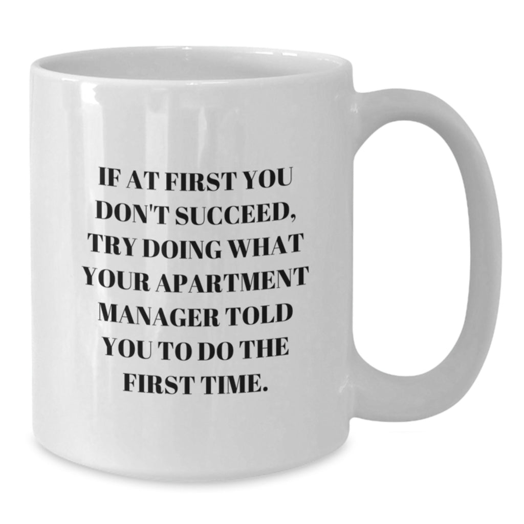 Funny Apartment Manager Gifts Unique White Coffee Mug If At First You Don't Succeed Gifts from Coworkers for Men - Additional