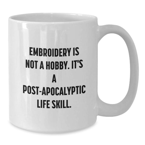 Image of Funny Embroidery Gifts for Embroidery Lovers, White Coffee Mug, Birthday Unique Gifts from Friends - Additional