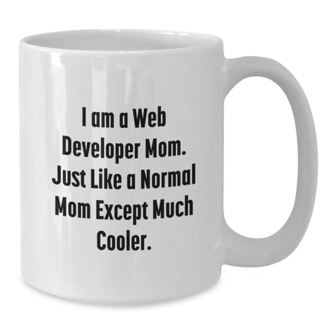 Image of Funny Web Developer Mom Gifts from Family - White Coffee Mug, 11oz or 15oz Capacity, Ceramic Material - Additional