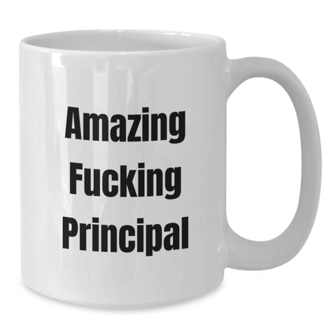 Image of Funny Principal Gifts, White Coffee Mug for Graduation, Unique 'Amazing F--king Principal' Quote - Additional