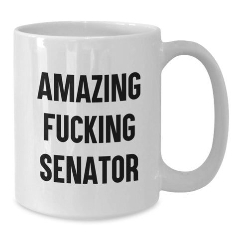 Image of Funny Senator Gifts from Friends, White Coffee Mug with Amazing F--king Senator Quote for Senator Men, Graduation Unique Gifts - Additional