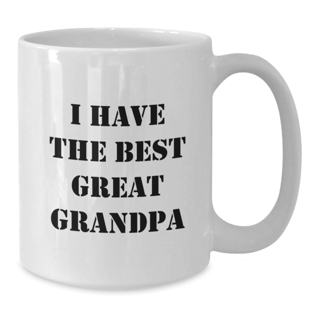 Funny Grandpa Gifts from Men to Grandpa, Unique White Coffee Mug for Birthday, 'I Have The Best Great Grandpa' Quote - Additional