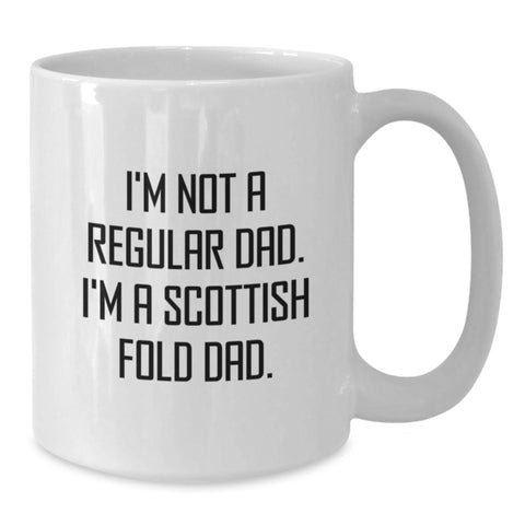 Image of Funny Scottish Fold Cat Dad Gift for Men from Dad - White Coffee Mug, 11oz or 15oz, Ceramic, Microwave, Dishwasher Safe - Additional