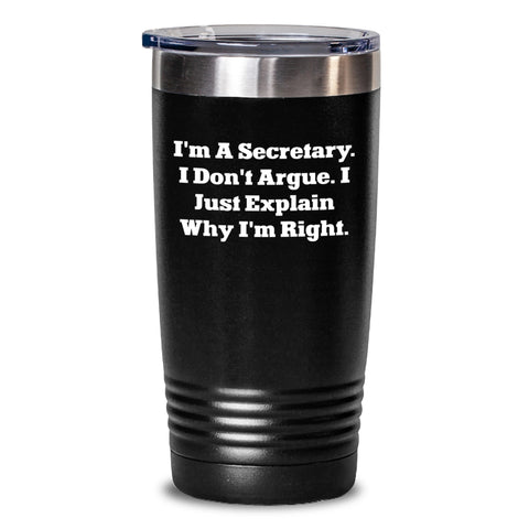 Image of Funny Secretary Quotes Gifts from Men to Women Secretary Tumbler, Birthday Unique Treasures - Main