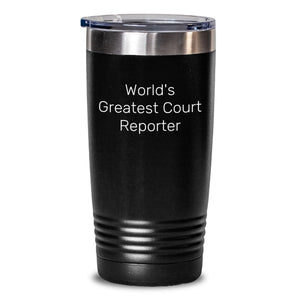 Funny World's Greatest Court Reporter Gifts for Court Reporter Graduation Tumbler, 20oz or 30oz Black Vacuum-Insulated Tumbler with Lid, 'You're a Real Court Reporter' - Main