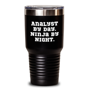 Gifts from Men for Analyst Dad by Day Ninja by Night Funny Tumbler, 20oz/30oz