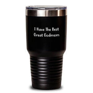 Funny Godmom Gifts from Men to the Best Great Godmom on Graduation Day - 20oz or 30oz Tumbler, Keeps Drinks Hot or Cold - Gifts for Godmom