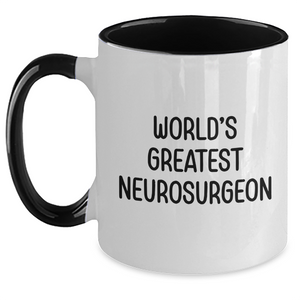 Funny Neurosurgeon Gifts from Men, Gifts for Neurosurgeon Dad on Father's Day - World's Greatest Two Tone Coffee Mug, Black and White, Red and White, Navy and White, or Pink and White Options - Main
