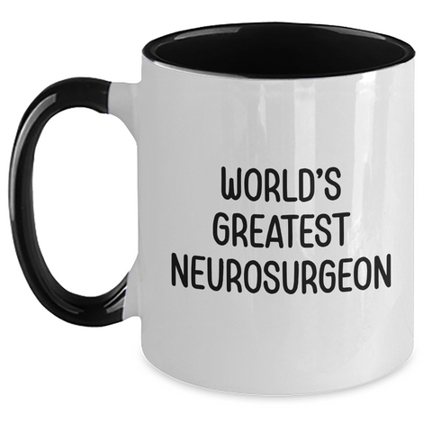 Image of Funny Neurosurgeon Gifts from Men, Gifts for Neurosurgeon Dad on Father's Day - World's Greatest Two Tone Coffee Mug, Black and White, Red and White, Navy and White, or Pink and White Options - Main