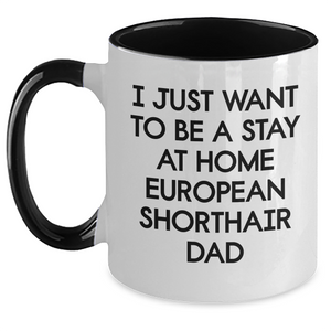 Funny European Shorthair Cat Dad Gifts - I Just Want To Be A Stay At Home European Shorthair Dad Two Tone Coffee Mug, Father's Day Unique Gifts from Family to Men - Main