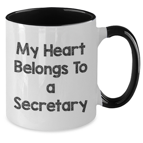 Image of Secretary Gifts Funny Two Tone Coffee Mugs My Heart Belongs To A Secretary Gifts from Friends and Family for Secretary Graduation Unique - Additional