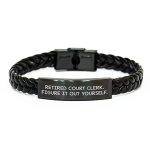 Court Clerk Humor Interlaced Leather Bracelet, Funny Gifts from Men to Retired Court Clerks, Unique Father's Day Unique Gifts for Men - Image 1