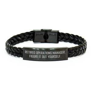 Operations Manager Interlaced Leather Bracelet, 'Figure It Out Yourself' Funny Quote, Gifts from Friends for Father's Day - Image 1