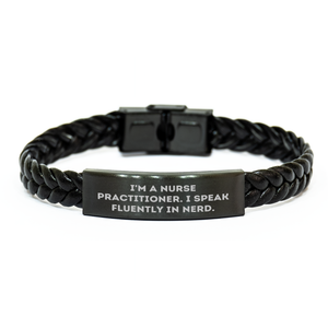 Nurse Practitioner Gifts, Funny Quote Interlaced Leather Bracelet, Gifts from Family to Men, Gifts for Nurse Practitioners on Father's Day - Image 1