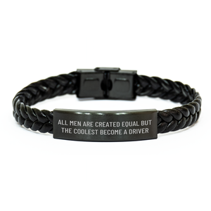Driver's Proud Interlaced Leather Bracelet, Funny Quote Inspired Gifts from Men to Driver, Unique Father's Day Unique Gifts for Him - Image 1